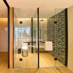 Bathroom glazing wall system