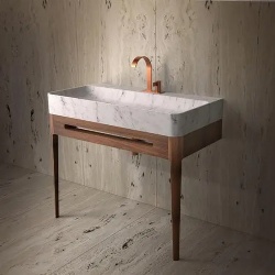 Bathroom vanity with marble lavatory basin