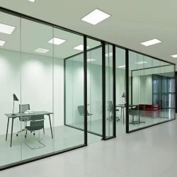 Glass Partition and Door in Working Office Space