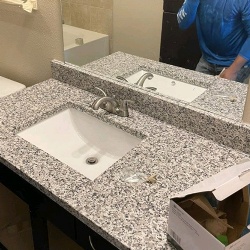 Granite bath countertop with sink
