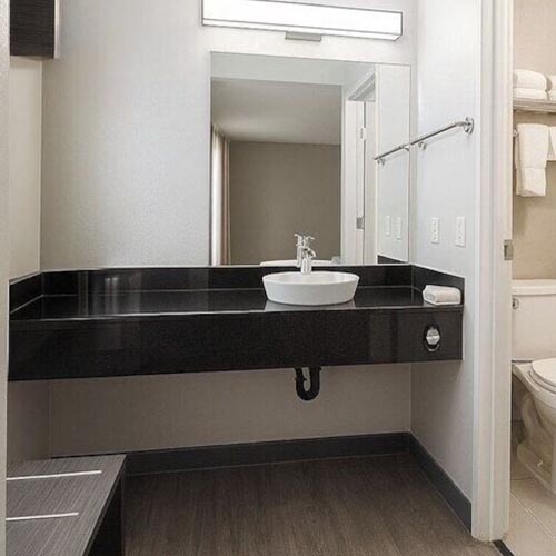 Absolute Black Granite Bathroom Vanities for Motel 6 G6 Hospitality