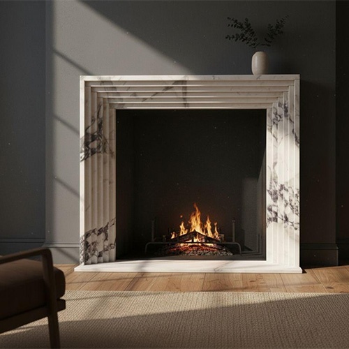 Calacatta Marble Fireplace Mantel for Contemporary Fireplace