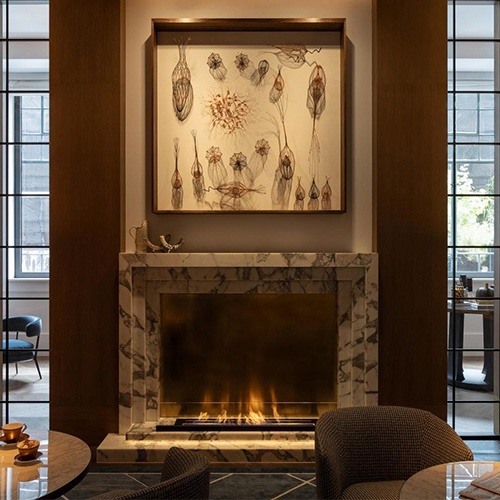 Grey Marble Fireplace Mantel Custom Fabrication