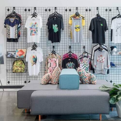 Grid Wall with Hooks and Accessories for Versatile Mesh Display