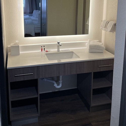 Hotel bathroom cabinet and quartz vanity top