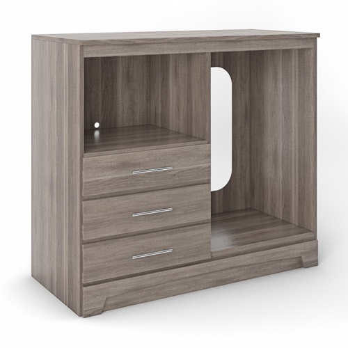 NSW 3 drawers micro and fridge combo cabinet with decorative front kick plate