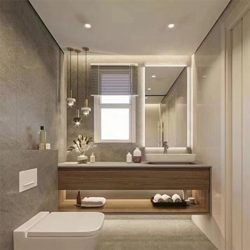 Sleek Bathroom Vanities with Above Counter Ceramic Lavatory Sink