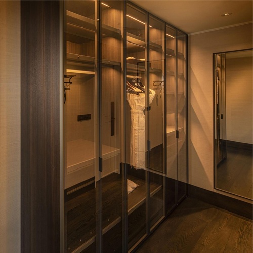 bespoke wardrobe system with toughened glass door
