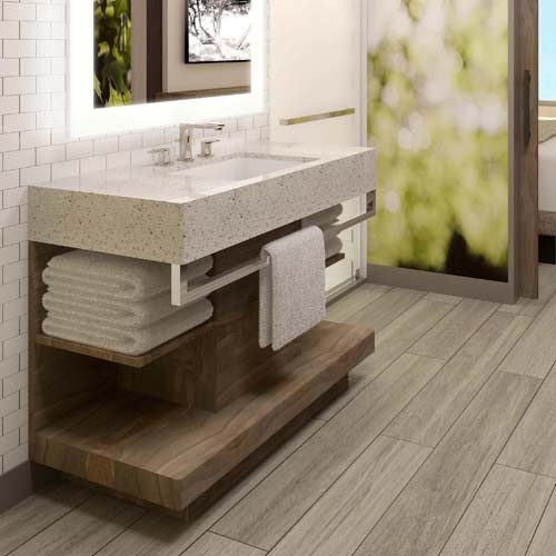 hotel vanity cabinet with stone top
