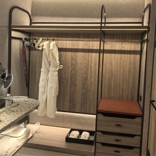 open style closet for hotel guestroom