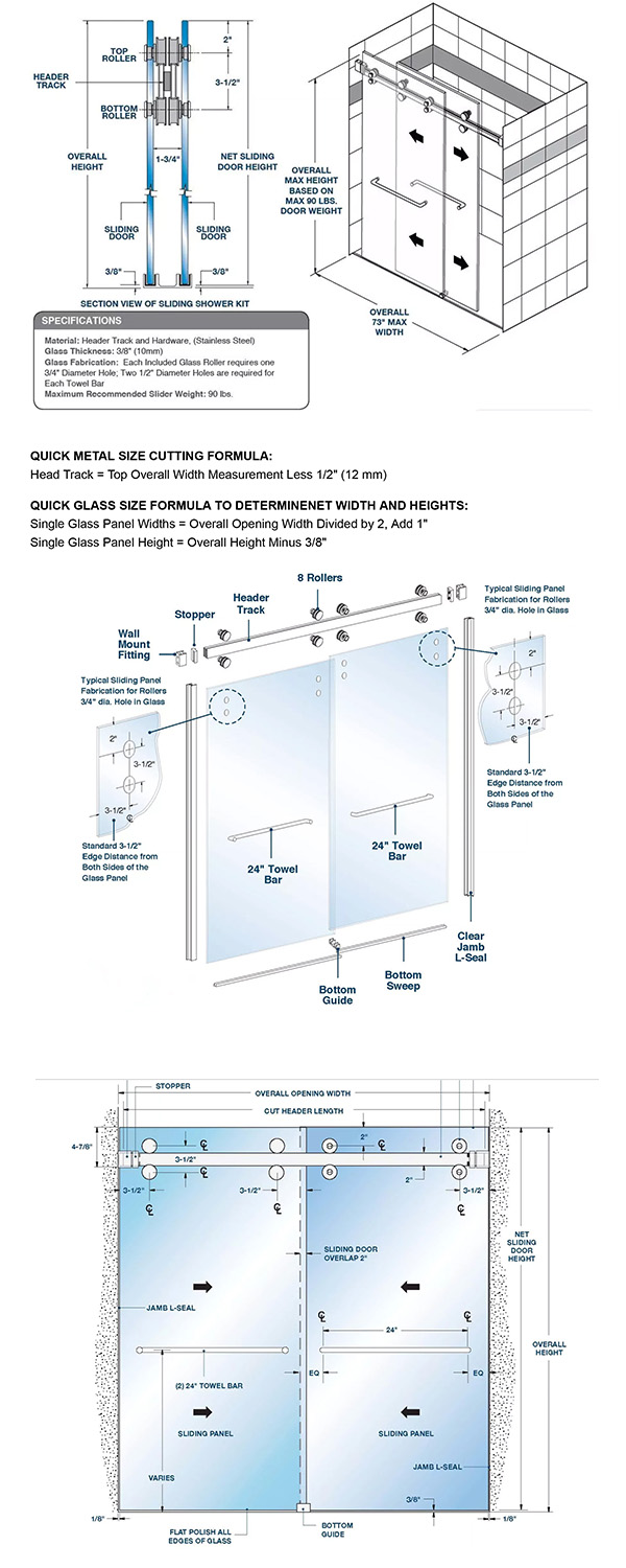Frameless Glass Shower Door Specification and Assembly
