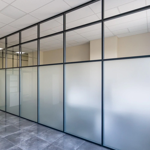 Frosted and clear tempered glass for office partition