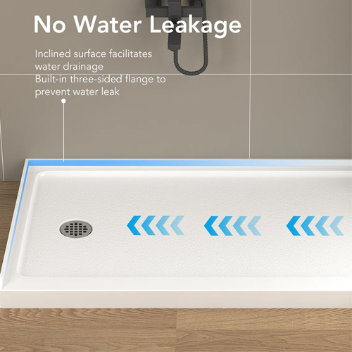 White acrylic shower base slope construciton and anti slip surface