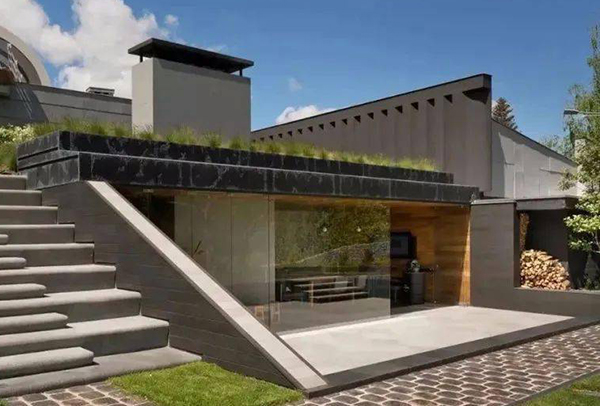 Volcanic lava stone exterior building facade