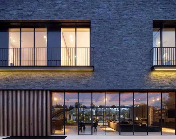 Volcanic lava stone modern building facade