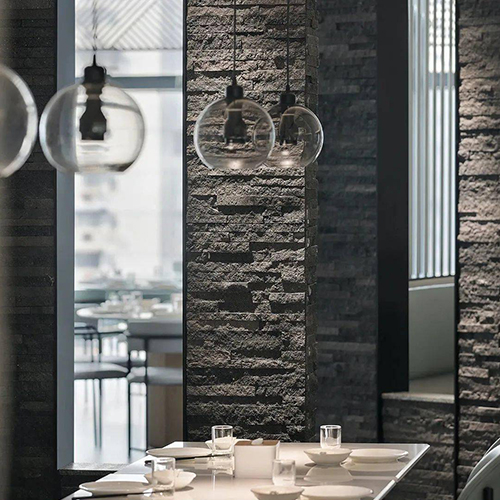 Basalt stone wall covering tile natural cleft finish