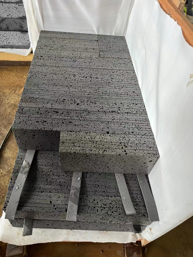 basalt and lava stone linear wall cladding