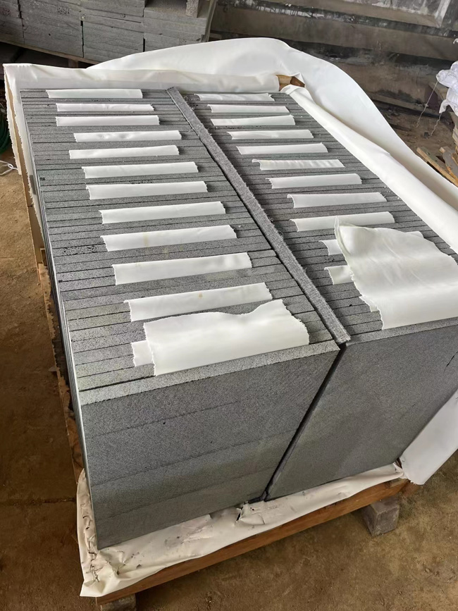 basalt and lava stone linear wall cladding