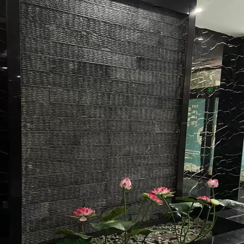 interior waterfall stone feature wall