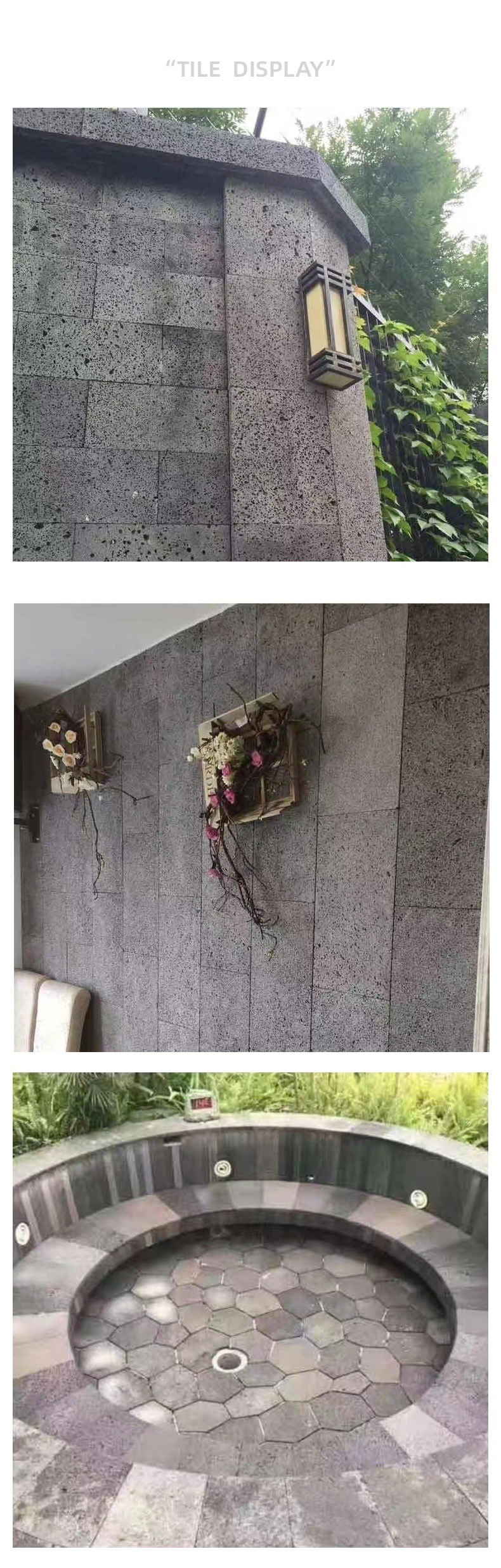 volcanic lava stone wall cladding and pavement