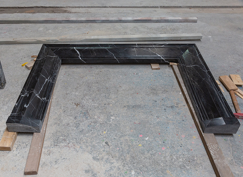 Toros Black Marble Hand-carved Fireplace Mantel Polished