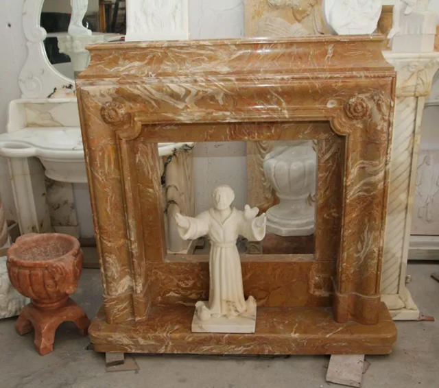 handcrafted fireplace by marble lumachella