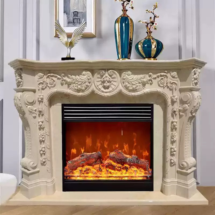 marble fireplace mantel showroom