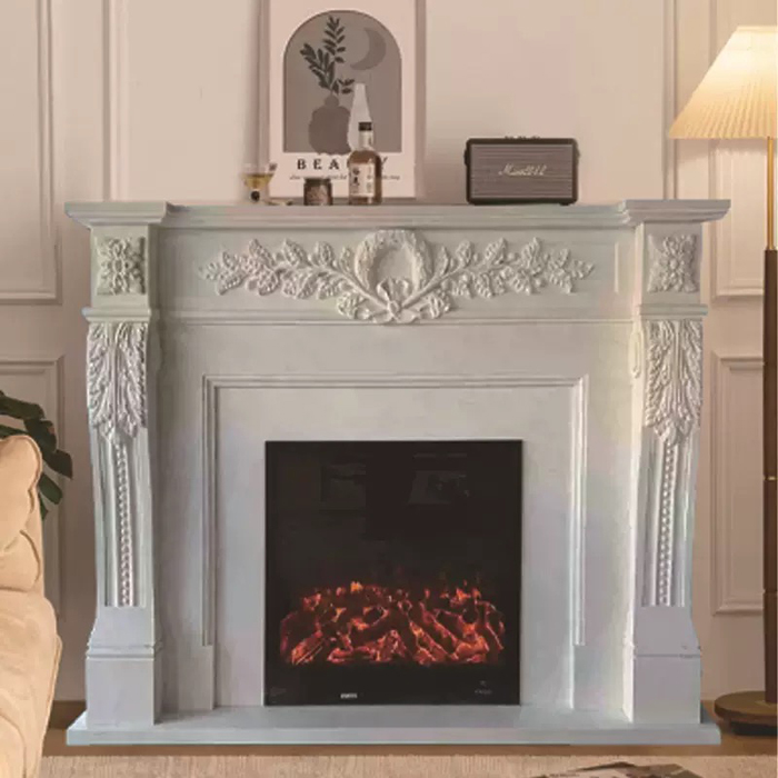 marble fireplace mantel showroom