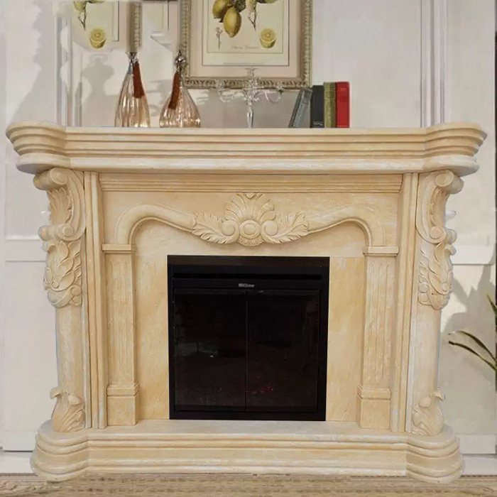 marble fireplace mantel showroom