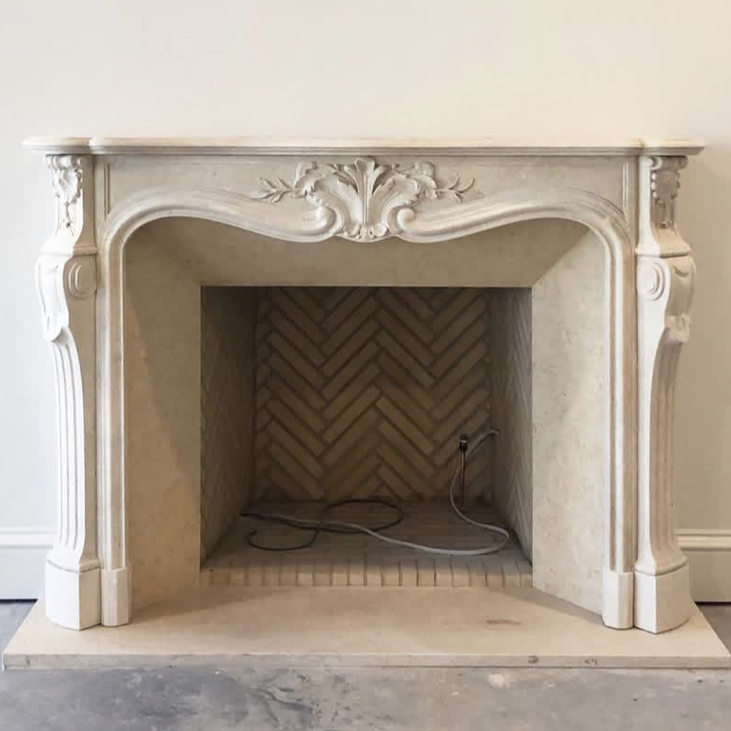 French Louis 15th style fireplace surround in Egyptian Galala limestone