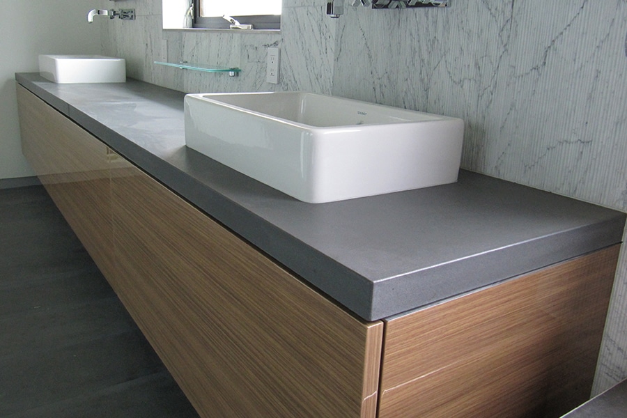 Honed grey basalt stone bathroom vanity top