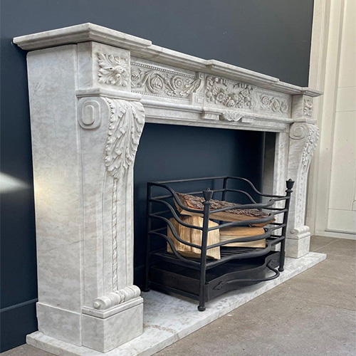 traditional Carrara marble fireplace