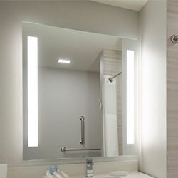 Front Lighted Mirror with Frosted Vertical Edges on Left and Right Sides