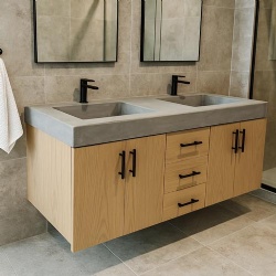 54in Floating Double Cabinet and Concrete Vanity Top Set