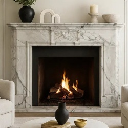 Arabescato White Marble Fireplace