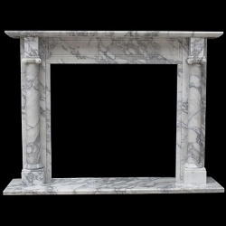 Arabescato marble fire surround with ionic tapered column corbels