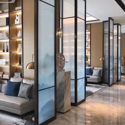 Architectural decorative laminated glass wall partition