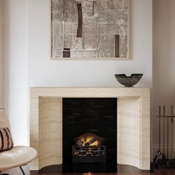 Art Deco Ivory Travertine Fireplace Surround