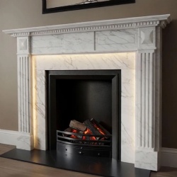 Aurora White Marble Fireplace Mantel