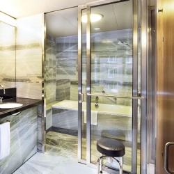 Bathroom sliding door with clear tempered glass