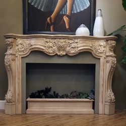 Beige marble fireplace mantel for townhouse building