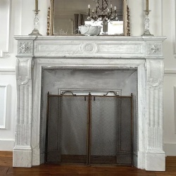 Bianco Carrara Marble Fireplace Mantel in Paris Apartment