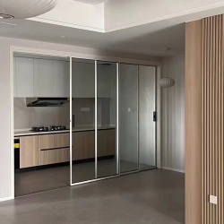 Bypass Glass Door to Divide Interior Space