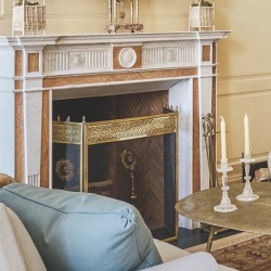 Classic marble fireplace mantel for sitting room complement