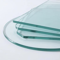 Clear tempered architectural glass with desired corner treatment