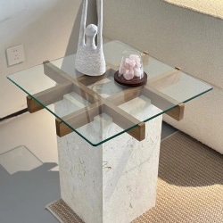 Clear tempered glass furniture top with polished edge and eased profile