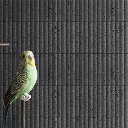 Concave Fluted Strip Black Lava Stone Mosaic Tiles