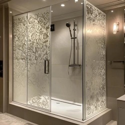 Decorative Interlayer Laminated Bathroom Glass Partition