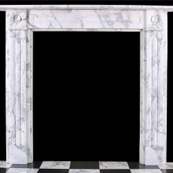 Double Slip Georgian Bullseye Fireplace in Italian Grey Veined Arabescato Marble