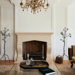 Egyptian limestone fireplace surround in Melbourne